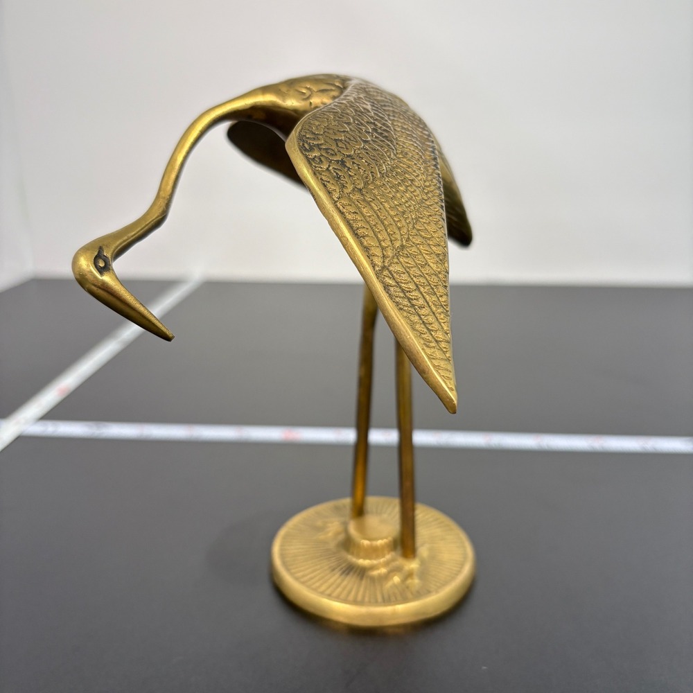 Unbranded Vintage Brass Crane Figurine OS Gold‎ Mid Century Modern Heron Decor